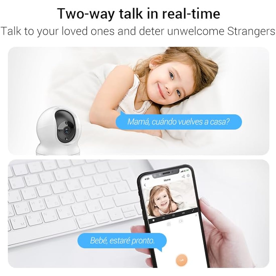 EZVIZ CP1 Pro 2K Indoor Security Camera Wifi, 2.4Ghz Baby Monitor Wireless with Call Button, 512GB Supports, 360° Pan Tilt, Smart Colour Night Vision, Auto Tracking, Two-Way Audio, Sleep Mode