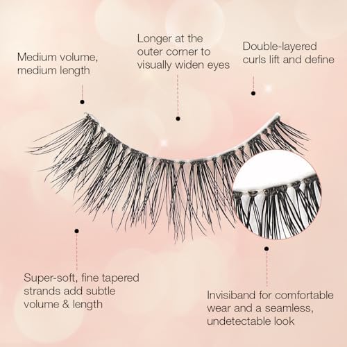 Ardell False Eyelashes Naked Lash 424 4 Pairs Multipack Black Fluffy Barely-There Natural Enhances Eyes Super Soft Lashes Comfortable Invisiband Vegan-Friendly Cruelty-Free False Lashes