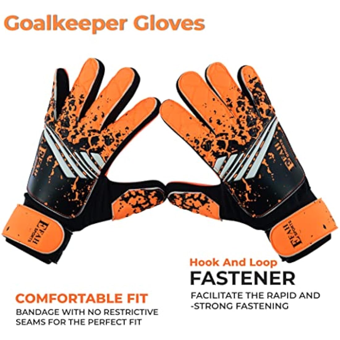 EFAH SPORTS Football Goalkeeper Gloves For Boys kids Children Youth Soccer Goalie Glove with Super Grip Palms