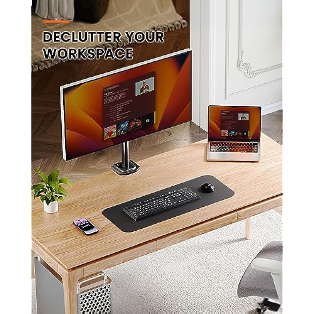 ErGear Single Monitor Stand for 13”-32” Screens, Portable Arm Desk Mount, Monitor Mount Vesa with Height Adjustable Swivel, Tilt, Rotation, 2 Mounting Options, Vesa 75x75/100x100mm