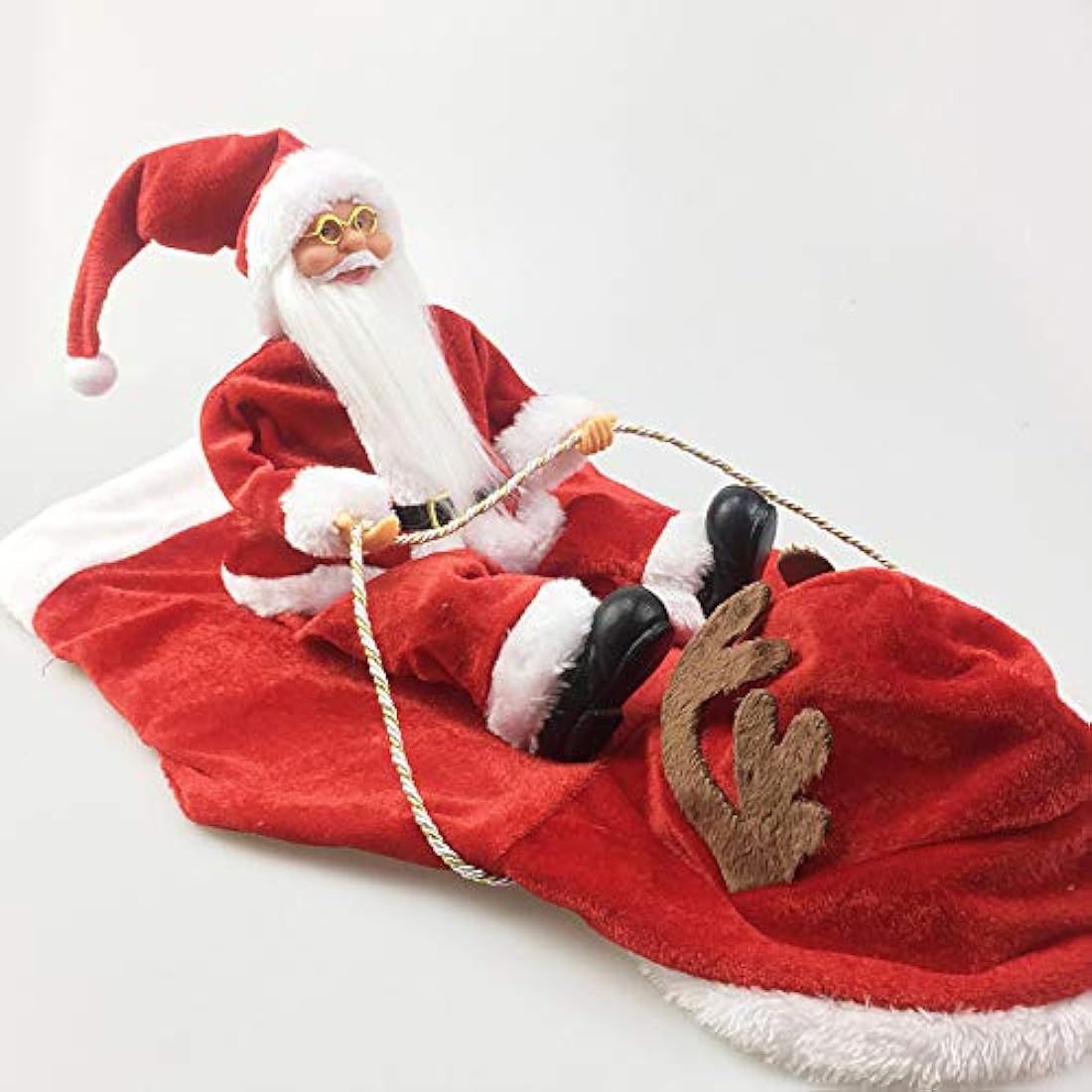 JK Running Santa Christmas Dog Costumes, Santa Claus Riding on Pet Suit Dressing up Clothing for Small Large Dogs Cats Clothes Pet Outfit