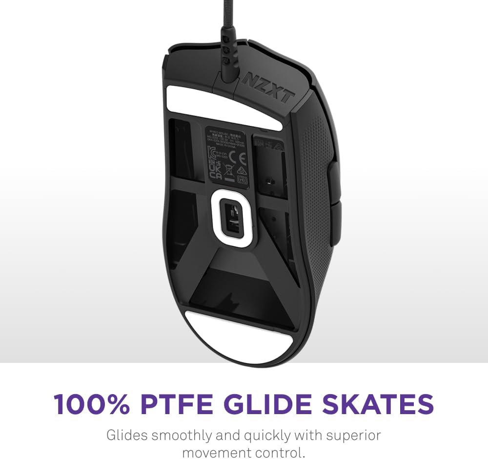 NZXT Lift 2 Ergo | Lightweight Ergonomic Wired Gaming Mouse | Lightweight 61 g Design | 8K Polling Rate | Optical Switches | 26K DPI Optical Sensor | 100% PTFE Feet | Black