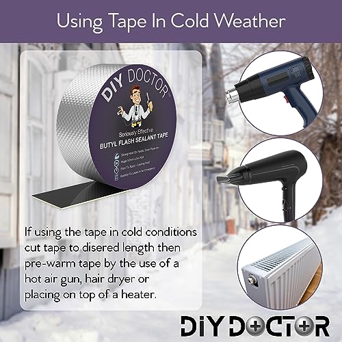 DIY Doctor Waterproof Tape for Leaks - Butyl Roof Sealant Tape - Outdoor Waterproof Repair Tape with Aluminium Foil – 50mm x 5m
