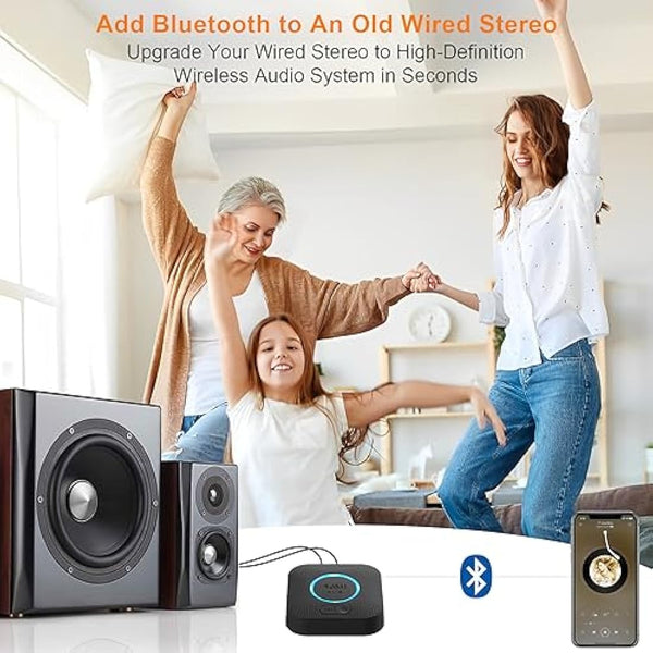 1Mii B06 [Upgraded] Bluetooth 5.3 Receiver, Bluetooth Audio Adapter with aptX HD for Streaming Music from Smartphone/Tablet to RCA/3.5mm Aux AV Receiver, Amplifier, Home Stereo Speaker