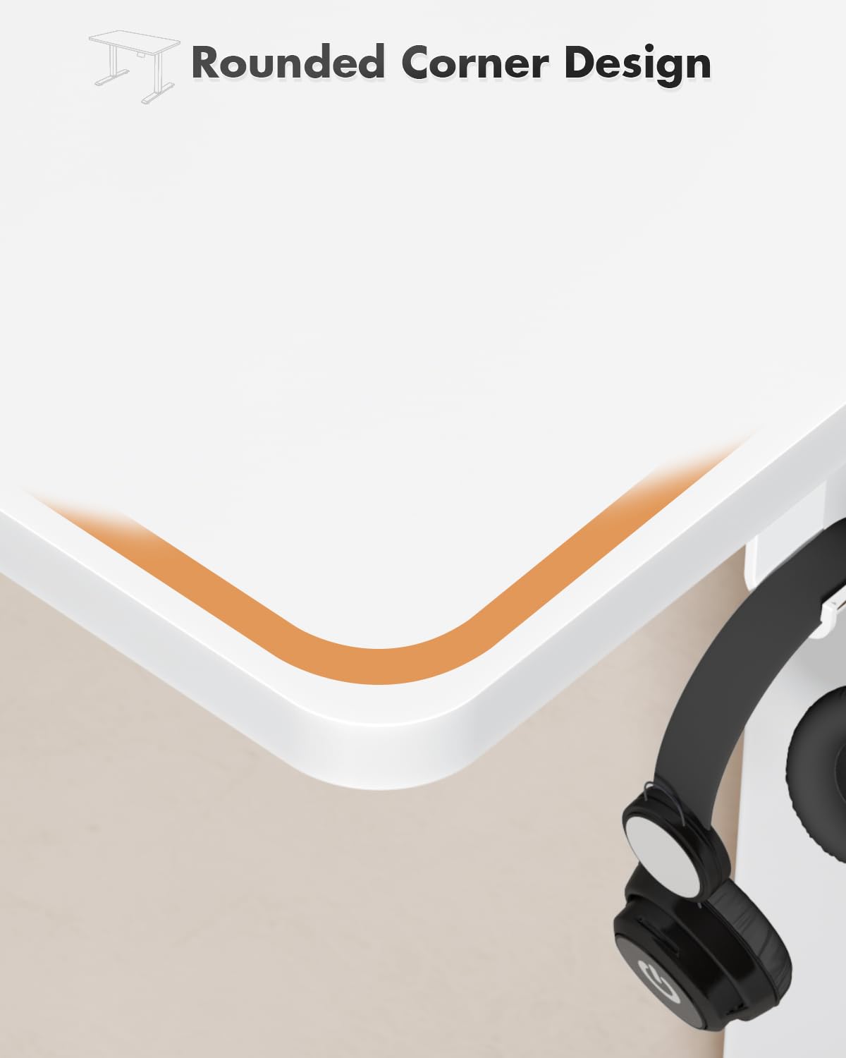 Devoko Electric Standing Desk 120x60cm Sit Stand Table Height Adjustable with Backpack Hook and Memory Smart Pannel, Home Office, White