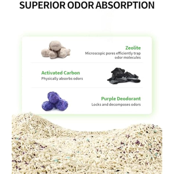 PETKIT Upgraded Clump+ Tofu Mixed Cat Litter, Ultra Absorbent and Fast Drying, 7.2kg/12L 100% Natural Ingredients Odor Eliminating Clumping Cat Litter, Dust-Free Low Tracking, Flushable, 3 Packs