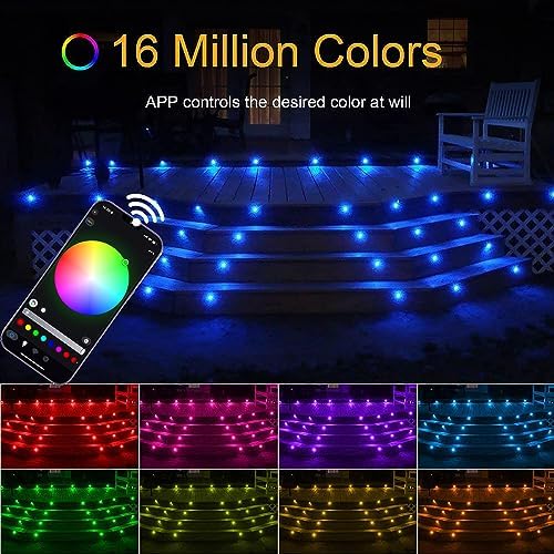 INDARUN RGB Led Decking Lights 0.5W Waterproof IP67 Ø30MM + WiFi Controller - Lighting for Terrace/Patio/Path/Wall/Garden/Decoration, 6 Packs