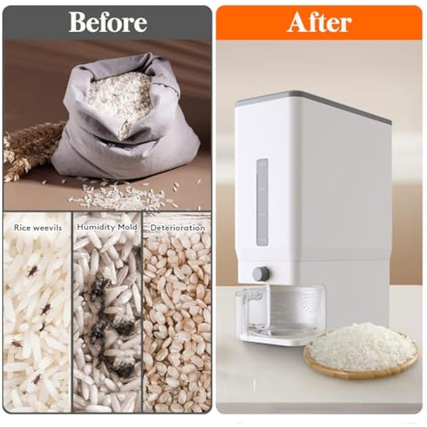 Lifewit Rice Container 25.4 Lbs, Rice Dispenser with Measuring Cup, Cereal Containers Storage, Sealed Moisture Proof Rice Bucket, Dry Food Grain Flour Soybean for Kitchen Pantry Household, White