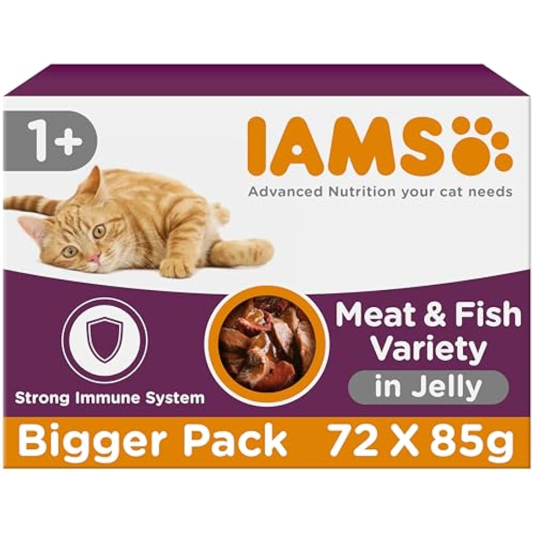 IAMS Adult Wet Cat Food Land & Sea in Jelly 72 x 85g