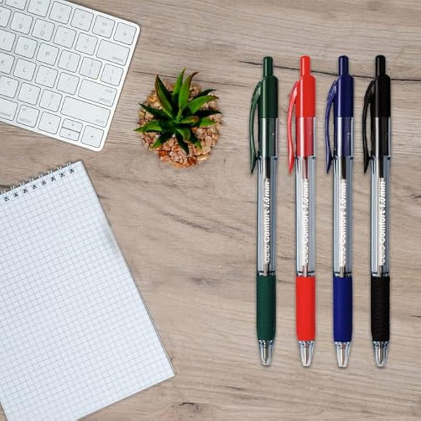Cello Assorted Coloured Ballpoint Pens - Premium Retractable Biro Pens with Ergonomic Grip, Medium Point 1.0mm, Pack of 12 - Ideal for Office, School & Home Writing Multicolour pens