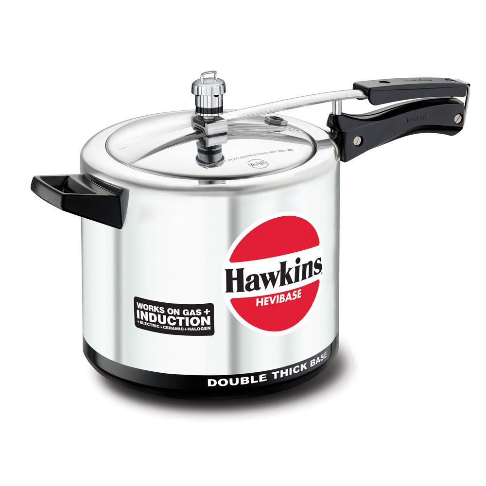 Hawkins Hevibase Induction Compatible Pressure Cooker, 6.5 Litre, Silver (IH65)