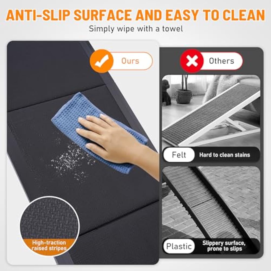 FASNATI Dog Car Ramp, Folding Dog Ramp for Car with Non-Slip Surface, Lightweight Aluminum Frame, Portable Pet Ramp for Medium, Large, and Older Dogs to Get into Cars and SUVs