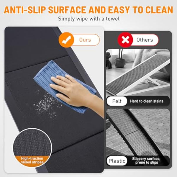 FASNATI Dog Car Ramp, Folding Dog Ramp for Car with Non-Slip Surface, Lightweight Aluminum Frame, Portable Pet Ramp for Medium, Large, and Older Dogs to Get into Cars and SUVs