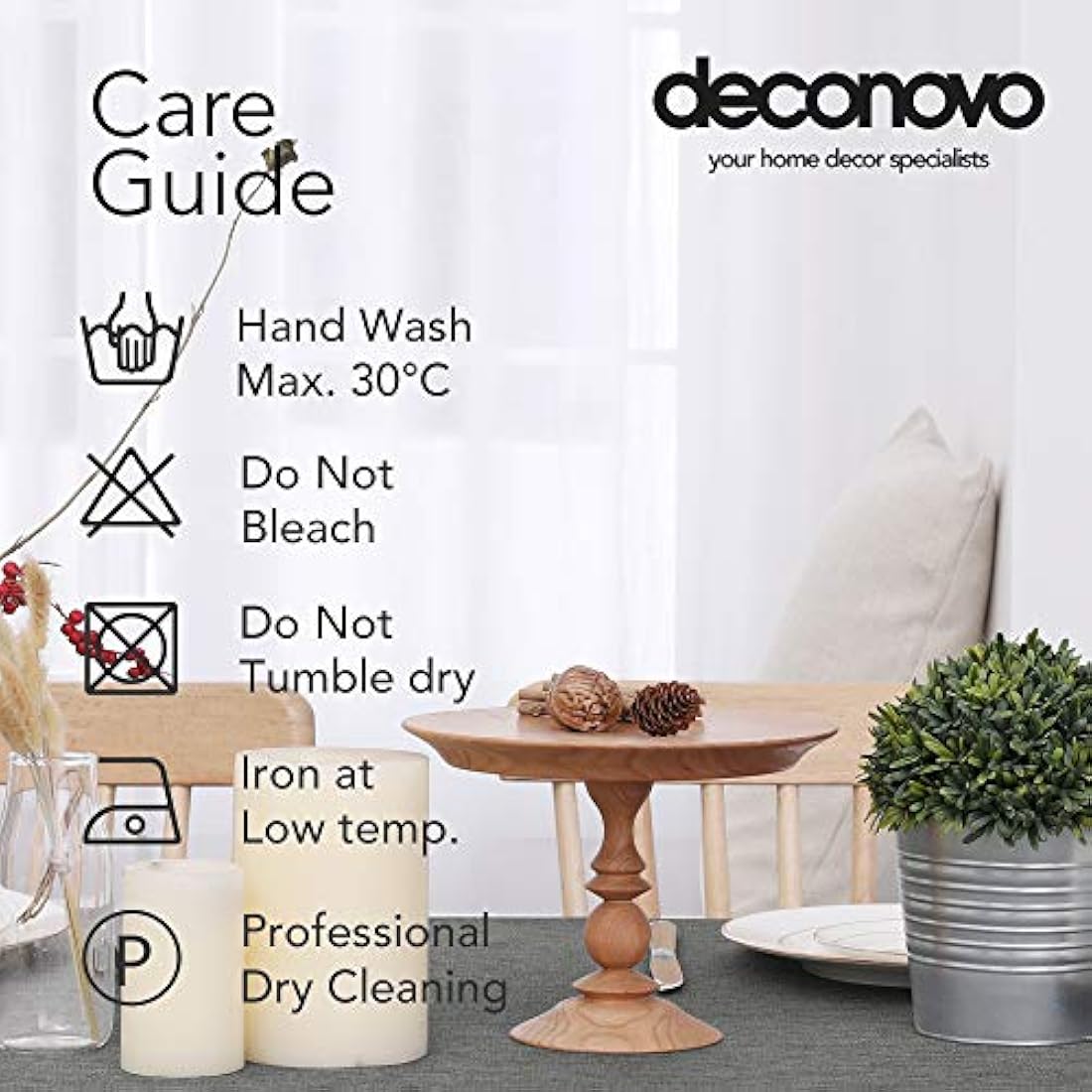 Deconovo - Waterproof Soft Linen Effect Rectangular Tablecloth - Ideal for Dining Rooms, Kitchens, Living Rooms, Gardens - 132 x 178 cm - Grey