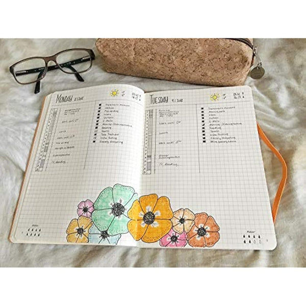 RHODIA 117752C - Soft Notebook Bullet Journal Goalbook Raspberry - A5 - Dotted Dot - 240 pages - 90g Ivory Clairefontaine Paper - 2 Ribbons, Elastic Closure - Faux Leather Cover