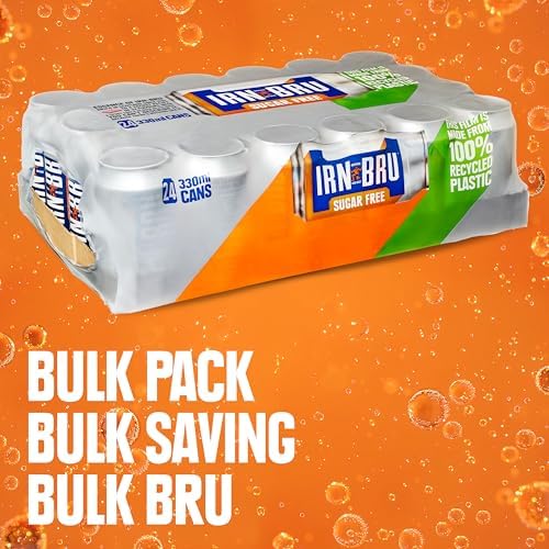 IRN-BRU Sugar-Free Diet, 24 Pack Zero No Sugar & Low Calorie Fizzy Drinks Multipack Cans - 24 x 330ml Cans