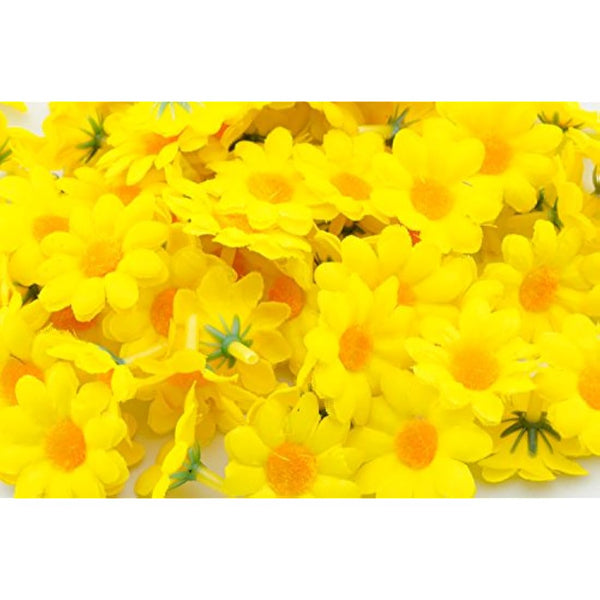 AKORD Artificial Gerbera Daisy Flowers Heads for DIY Wedding Party, Yellow, 0.38 x 0.38 x 0.2 cm