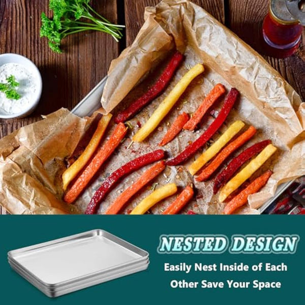 HaWare Baking Tray, Large Stainless Steel Oven Tray Set of 3-40 X 30 X 2.5 cm, Cookie Sheet Pan for Baking/Cooking/Serving, Healthy & Non Toxic, Mirror Finish & Dishwasher Safe