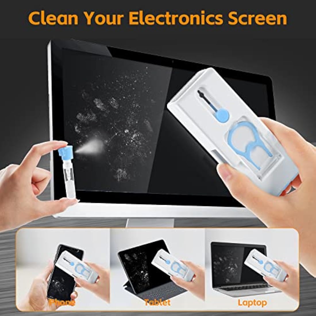 Alyvisun 11 in 1 Laptop Cleaning Kit, Multifunctional Keyboard Cleaner Brush with Keycap Puller, for Tablet, Earphones, Computer, Blue