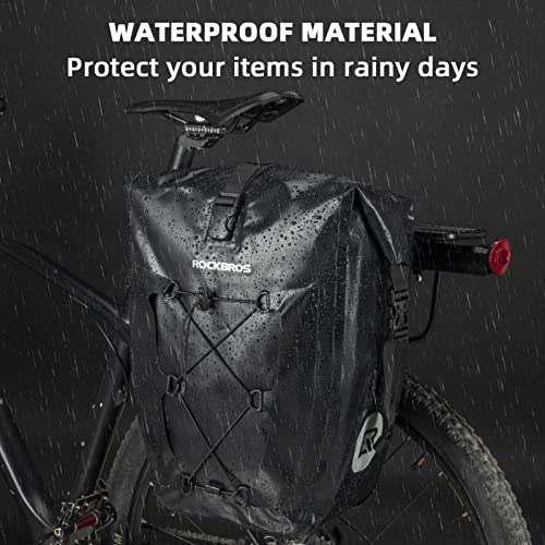 ROCKBROS Bike Pannier Bag 25L-32L 100% Waterproof Rear Rack Bike Bag Bicycle Bag for Rear Carrier Bike Handbag for Cycling Touring Travelling