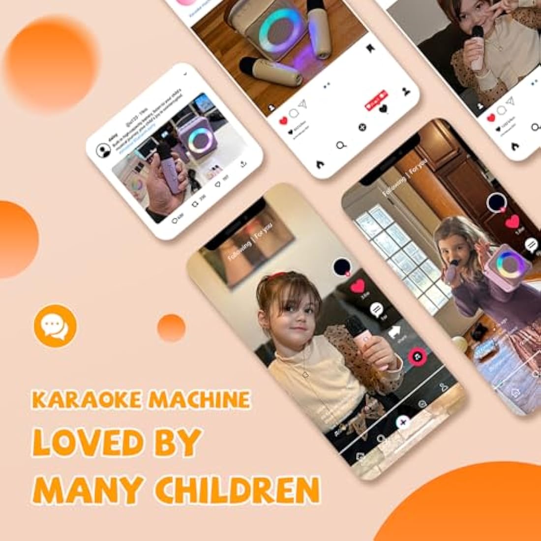 Ankuka Karaoke Toys for Kids & Adults with 1 Microphones, Portable Karaoke Machine with LED Light and Voice Changing Effects, Gifts for Age 3-18 Kids Boys Girls Families Birthday Party Home (Pink）