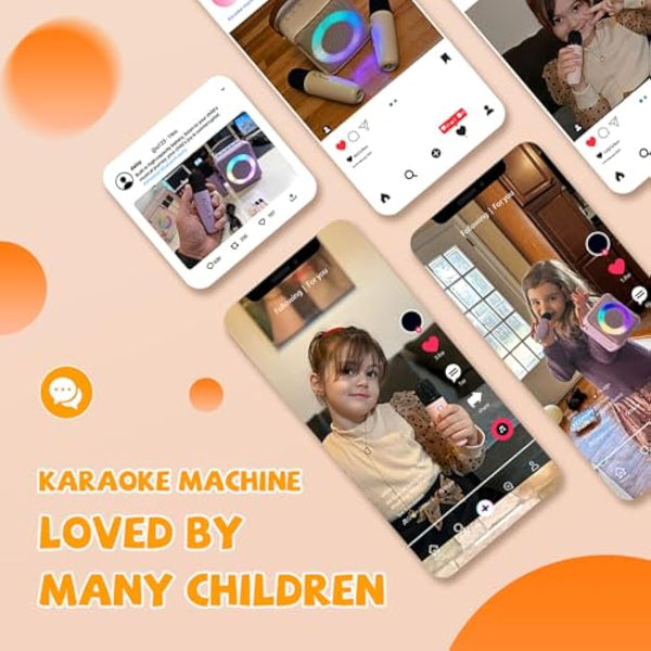 Ankuka Karaoke Toys for Kids & Adults with 1 Microphones, Portable Karaoke Machine with LED Light and Voice Changing Effects, Gifts for Age 3-18 Kids Boys Girls Families Birthday Party Home (Pink）