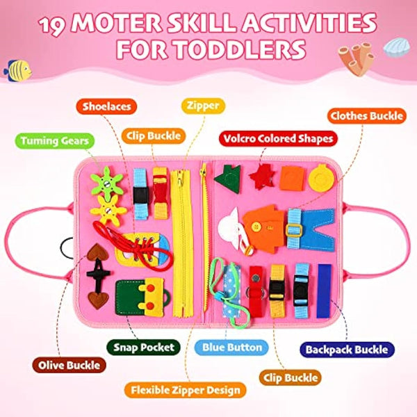 Hooku Busy Board for Toddlers, Montessori Toys 2 Year Olds, Learning Baby Sensory 1 Old, Fine Motor Skills Toys, Toddler Travel Girl Boy Gifts (TY004)