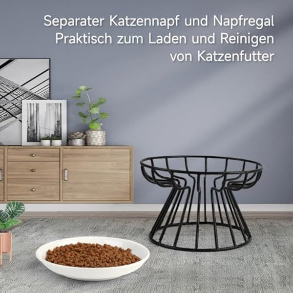 Dorakitten 4Pcs Cat Bowl, Ceramic Raised Cat Food Bowl, Elevated Pet Bowl,Anti Vomiting Cat Feeding Bowl, Non Slip Cat Dish, Protect Pet's Spine Make Cats Feel Comfortable, Dishwasher Safe