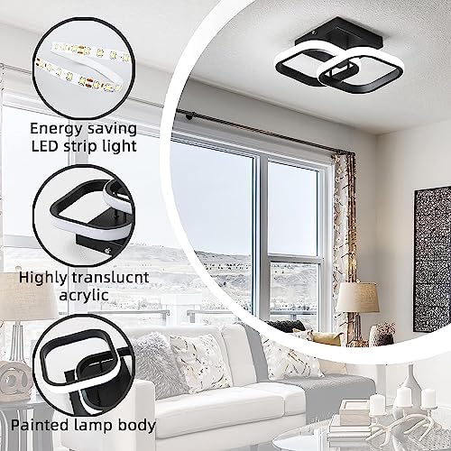 EIDISUNY Dimmable LED Ceiling Light Modern Square LED Ceiling Lamp with Remote Control, 3 Colour Temperature Adjustments, Ceiling Lighting Fixture for Kitchen Bedrooms Hallway Office - 22W Black.