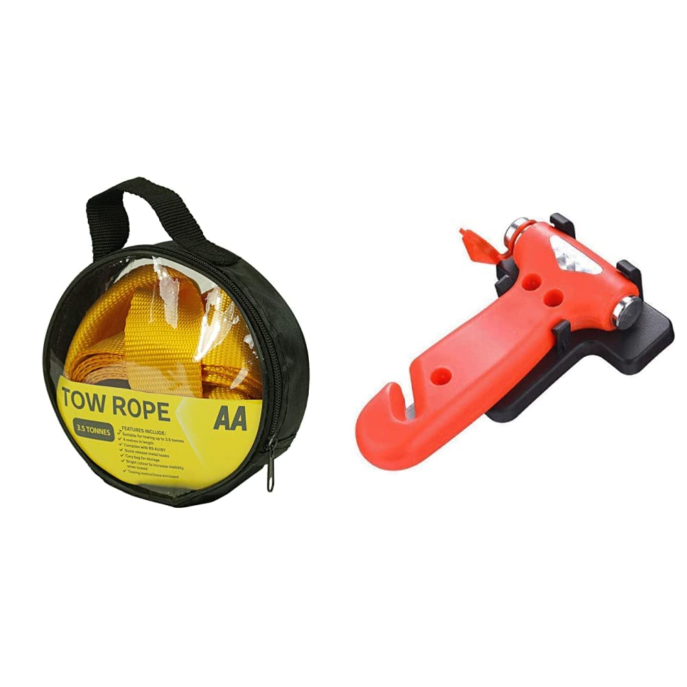 AA 2T 3.5 m Tow Rope AA6189 – Yellow Strap-Style Towing Belt for Car Breakdowns Other Vehicles up to 2 Tonnes
