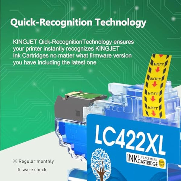 KINGJET LC422XL Ink Cartridges for Brother LC422XL LC422 LC-422XLVAL Ink Cartridges Multipack for Brother MFC-J5340DW MFC-J5345DW MFC-J5740DW MFC-J6540DW MFC-J6940DW Printer, 8 Pack