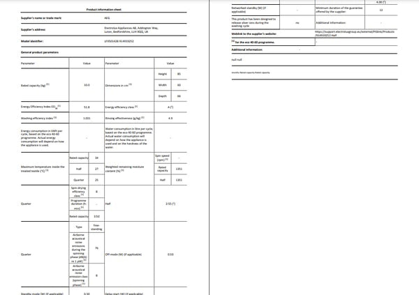 AEG 5000 Series Freestanding Washing Machine LFX50942B, Front Loading Full Size, 9kg, 1400 rpm, AntiAllergy Program, Quick Wash, TimeSave to Adjust Washing Cycles, Class A, White