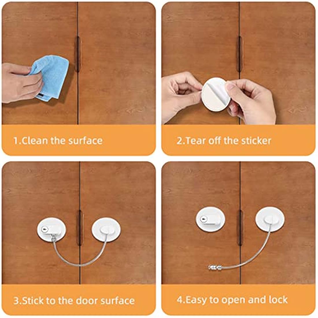 2 Pcs Round Refrigerator Door Locks, Fridge Lock with 4 Keys Stainless Steel Zinc Alloy Strong Adhesive Lock Protect Baby Safety Used on Refrigerators Freezers Cabinets Dryers Washers(White)