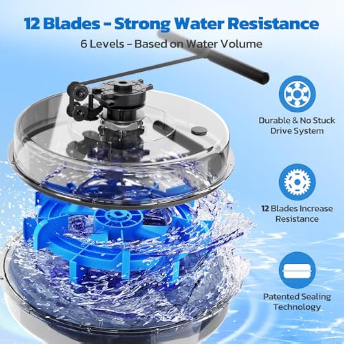 Dripex Rowing Machines for Home Gym, Water Rowing Machine, Adjustable 6 Levels Water Resistance, 150KG Weight Capacity, Bluetooth, LCD Monitor & Tablet Holder for Full Body Workout