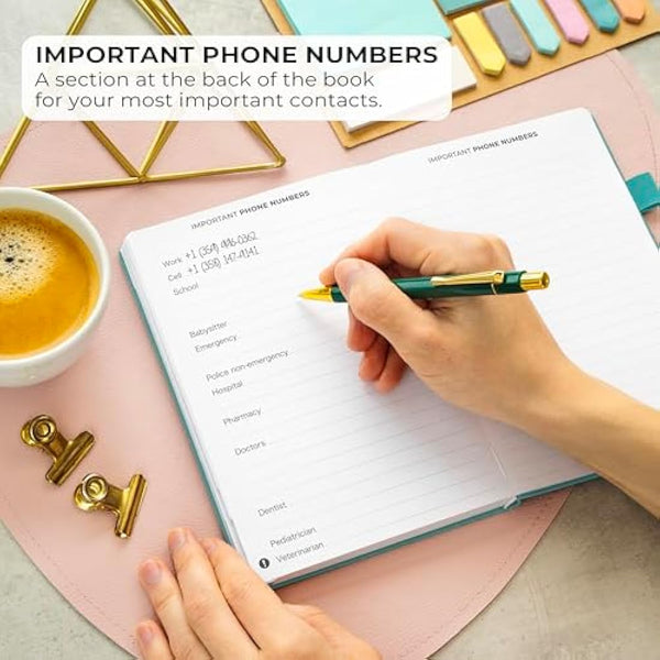 Clever Fox Address Book with alphabetic tabs - PU Leather Telephone and Address Book for Keeping Contacts Safe, Contact Organizer Journal, Medium Size (13.5 x 19cm) Hardcover, Aquamarine