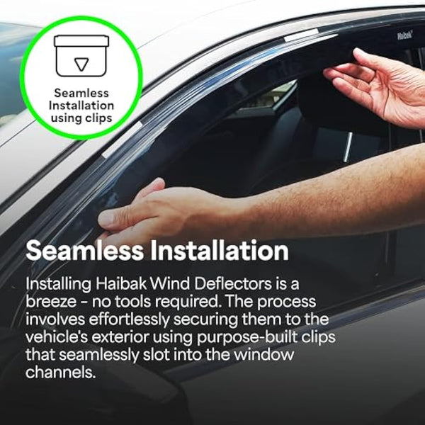 Haibak Wind Deflectors Set Compatible with VW Transporter T5-T6/T6.1 Van II/III 2 Doors 2003-2021 2pc Dark Tinted in Channel Fitment