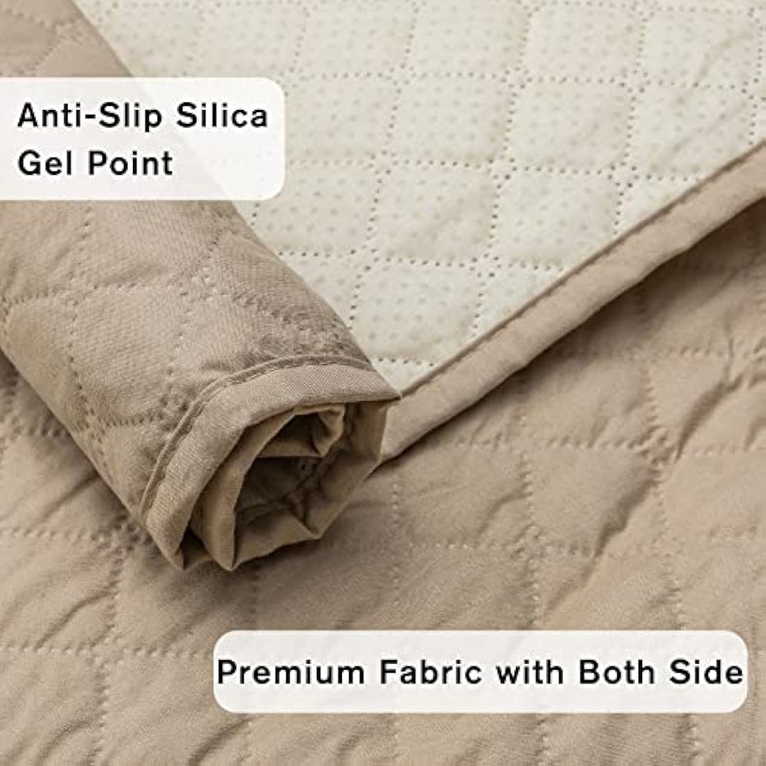 XINEAG Quilted Sofa Covers 2 Seater, Water Resistant Loveseat Covers Sofa Slipcovers with Pockets, Non Slip Sofa Cover for Dogs Pets, Washable Furniture Protector with Elastic Strap (Loveseat, Khaki)