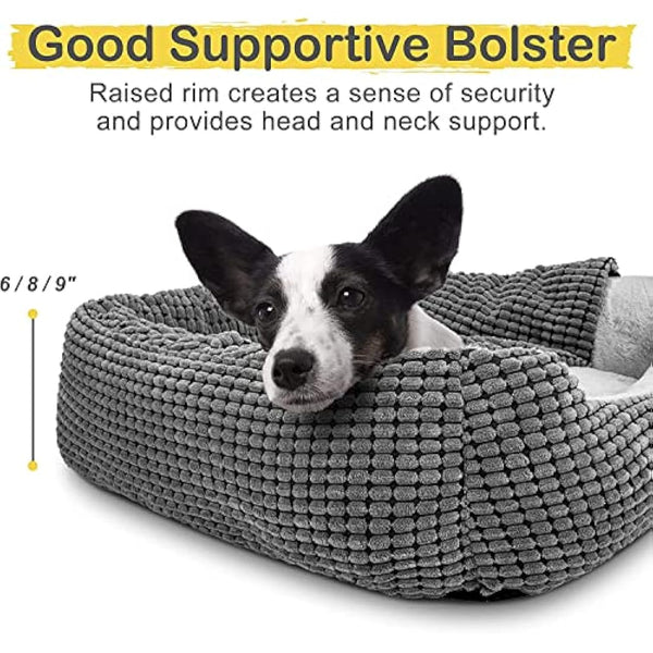 JOEJOY Rectangle XL Dog Bed Warm Hooded Dog Bed, Luxury Super Soft Pet Cave Bed Washable, Fits Up To 20/30/40/60lbs Pets