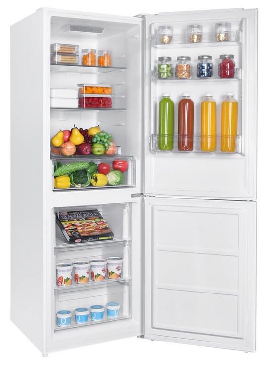 Teknix FFH1825WB 55cm Freestanding 50/50 Fridge Freezer - 256 Litre Capacity - Total No Frost - Non-plumbed Water Dispenser - Black, H182.5 x W55 x D56.2 (cm)