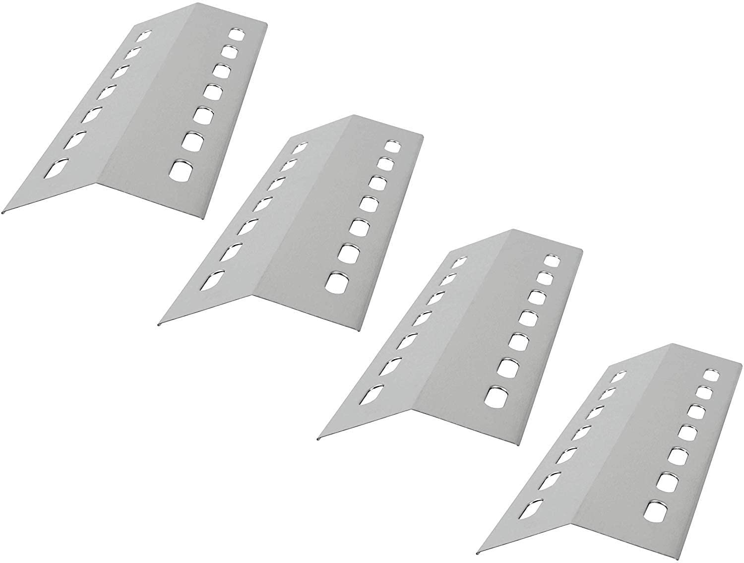 GriHero 4-Pack Stainless Steel Burner Cover for Weber, Charbroil, Kenmore, Outback Spectrum - 41 cm x 14 cm Flame Distributor BBQ Heat Plate Gas Grill