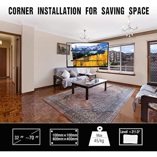 FORGING MOUNT Long Reach TV Wall Bracket Corner TV Bracket for 32-75 inch TVs, 820mm Extension Long Arm with Swivel/Tilt, Full Motion Tv Wall Mount, Max VESA 600x400mm, Up to 50KG