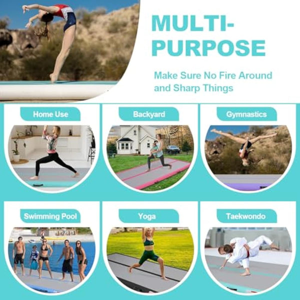 Inflatable Tumbling Gym Mat 10cm/20cm high 2M/3/4M/5M/6M/7M/8M/9M/10M/11M/12M Inflatable Air Gymnastics Mat Training Mats Gymnastics tumbling mat with Air Pump