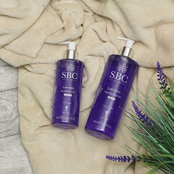 SBC Skincare Lavender Moisturising Gel - 500ml | Lavender Moisturiser For Face And Body | Lavender Body Lotion | Vegan Friendly Gel With Lavender Oil | Cooling After Sun Gel