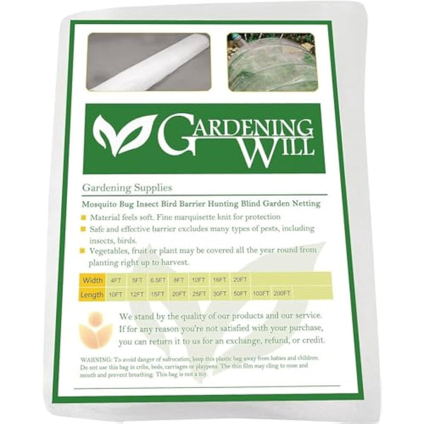 6M x 7.6M Mosquito Bug Insect Bird Fine Mesh Net Barrier Hunting Blind Garden Screen Netting for Protect Your Plant Fruits Flower