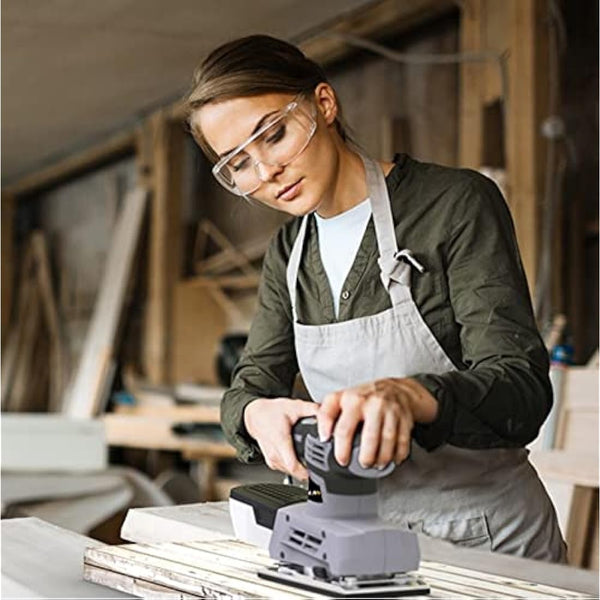 Jellas Sander, 220W 1/3 Sheet Sander, 12000RPM 6 Variable Speeds Electric Sander for Wood with Dust Collection Box, 12Pcs Sanding Sheets, Fast Paper Clamping Mechanism