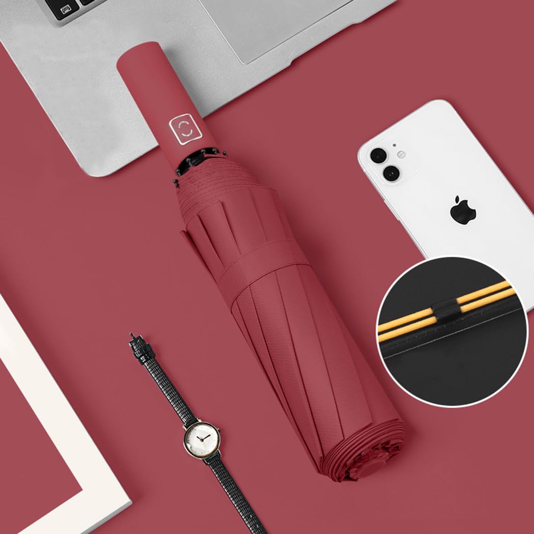 Maibar Umbrella Windproof Strong 24 Ribs Compact Umbrellas Sun UV Protection spf 50 Folding Travel Large Auto Open Close Umbrellas Umbrella (Black)