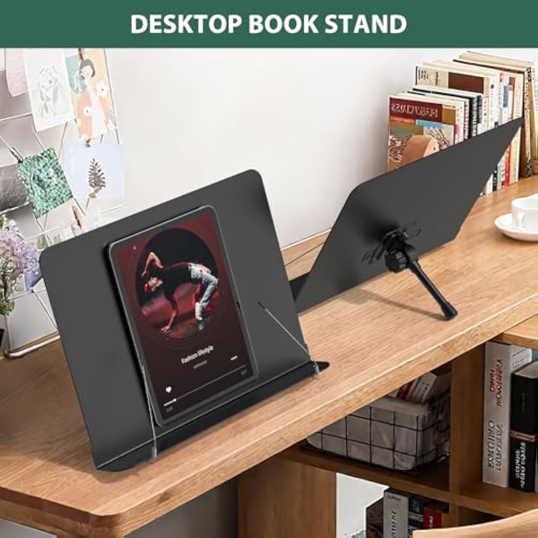 GLEAM Sheet Music Stand - Full Metal with Carrying Bag, Phone Holder, Sheet Music Folder and Clip, 5 in 1 Desktop Book Stand