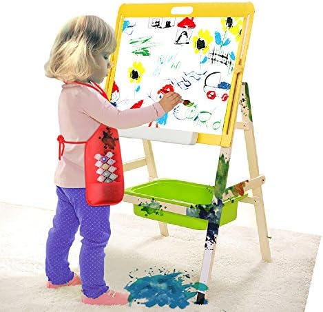 KUUQA Kids Art Apron with Two Pockets Children Painting Smocks Bulk for Craft Home Kitchen Classroom Painting Supplies