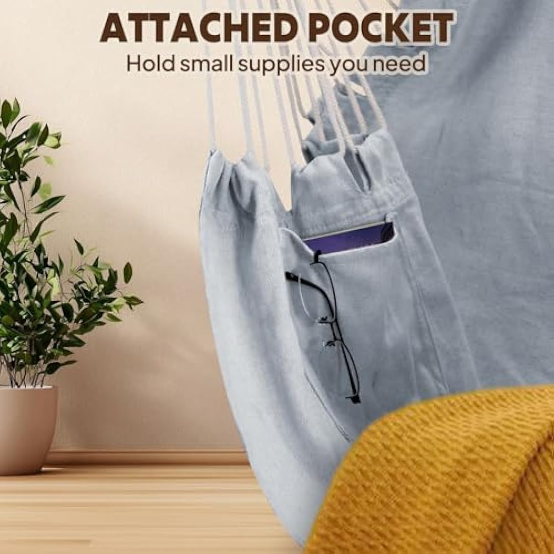 Chihee Hammock Chair Swing Chair Strong Metal Collapsible Spreader Bar Portable Hanging Chair Max 330 lbs Comfy Seat Patio Lawn Chair Cotton Blended for Superior Comfort Durability Indoor Outdoor