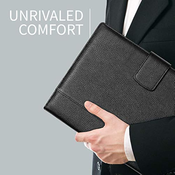 Document Holder in 100% Genuine Full Grain Hammered Leather - Handmade by Expert craftspeople - Spacious and Safe, Perfect for Meetings and Lessons - with Magnetic Closure - Black